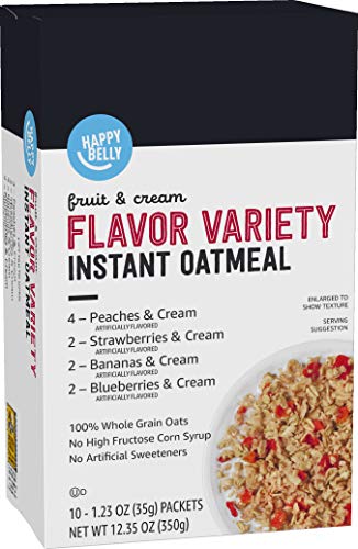 10 Count Fruit & Cream Variety Pack: Amazon Brand Happy Belly Instant Oatmeal