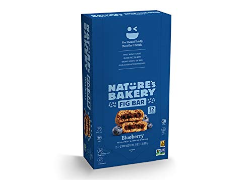 12 Count Nature’s Bakery Whole Wheat Fig Bars - Blueberry Flavor - Vegan & Non-GMO - Real Fruit Snack Bar Twin Packs