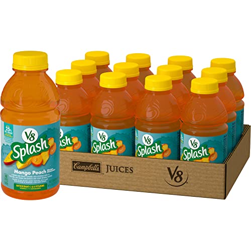 12-Pack of V8 Splash Mango Peach Flavored Juice Beverage: A Tasty and Affordable Option for Juice Lovers