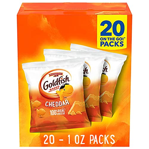 20 Count Box of Goldfish Cheddar Cheese Crackers: Convenient On-the-Go Snack Packs!