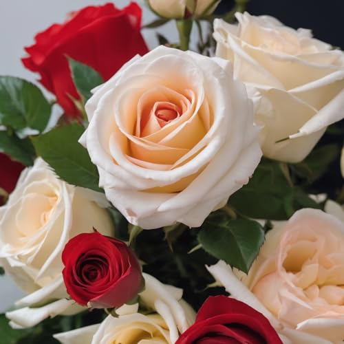 24 Red and White Rose Holiday Collection: Prime Next Day Delivery - The Perfect Gift for Birthday, Anniversary, Get Well, Thank You, Valentine, Mother’s Day Flowers