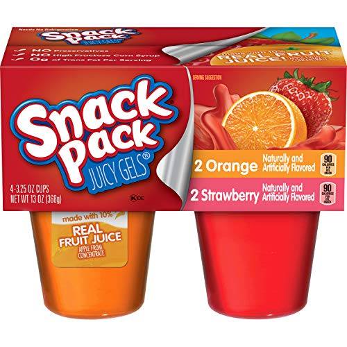 4 Count Snack Cups: Strawberry and Orange Flavored Juicy Gels - A Delicious and Affordable Snack Pack Option