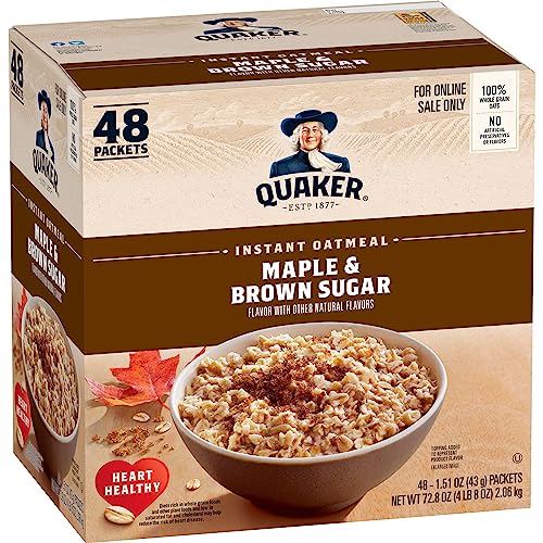 48-Pack Quaker Instant Oatmeal, Maple & Brown Sugar: Affordable and Convenient Breakfast Option