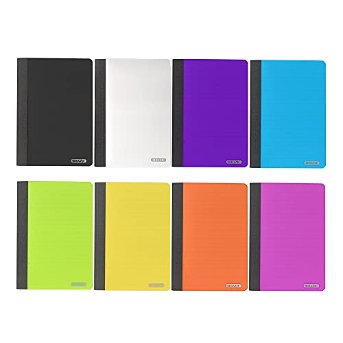 8-Pack BAZIC Composition Notebooks: Affordable Poly Cover Writing Journals for Office & School with 80 Sheets, 5 x 7 Size - Assorted Colors