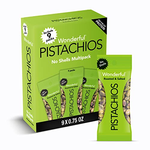 9-Pack of Wonderful Pistachios No Shells, Roasted & Salted Nuts: A Protein-Packed, Gluten-Free, Carb-Friendly Snack On-the-Go