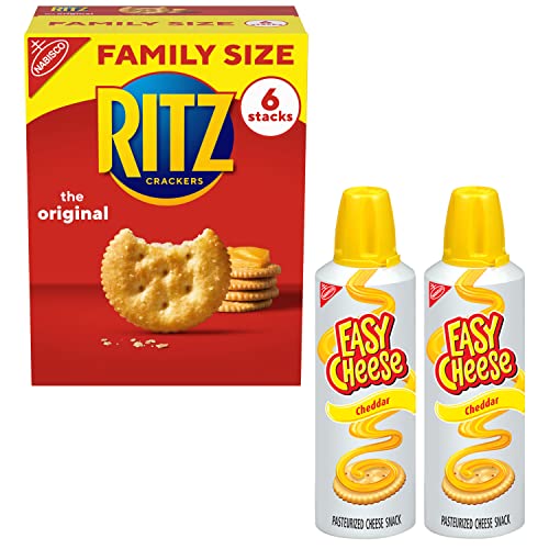 Affordable RITZ Original Crackers and Easy Cheese Cheddar Snack Variety Pack: 1 Family Size Box & 2 Cans - A Delicious Snack Deal