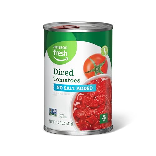 Amazon Fresh - Diced Tomatoes: No Salt Added - 14.5 oz (Happy Belly Rebrand)