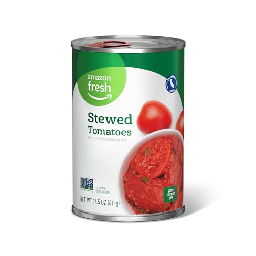 Amazon Fresh - Stewed Tomatoes: 14.5 oz Can, Packaging Varies, Previously Happy Belly