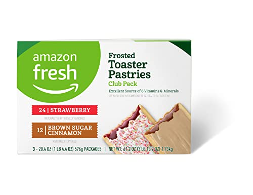 Amazon Fresh Frosted Toaster Pastries Club Pack: Best Price, 24 ct Strawberry & 12 ct Brown Cinnamon Sugar Deal