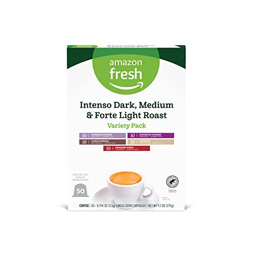 Amazon Fresh Intenso Dark, Medium & Forte Light Roast Aluminum Capsules: A Complete Review and Buying Guide for Nespresso Original Brewers - 50 Count Variety Pack