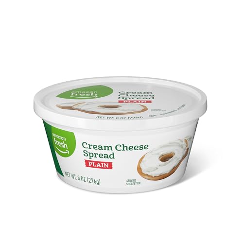 Amazon Fresh Plain Cream Cheese Spread: 8 oz Size, Packaging May Vary (Formerly Happy Belly)