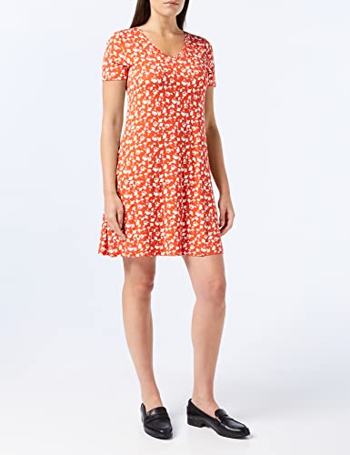 best-affordable-floral-swing-dress-amazon-essentials-womens-v-neck-dress