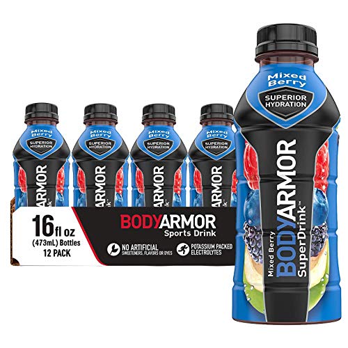 BODYARMOR Sports Drink: A Potassium-Packed Electrolyte Beverage for Athletes - Mixed Berry Flavor, 16 Fl Oz (Pack of 12)