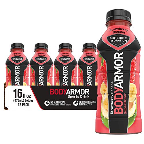 BODYARMOR Sports Drink: Strawberry Banana Coconut Water Hydration for Athletes - Natural Flavors, Vitamins, and Electrolytes - 16 Fl Oz (Pack of 12)