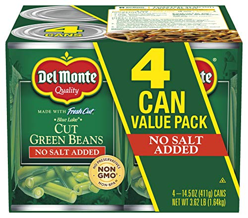 Del Monte Blue Lake Green Beans - No Added Salt | 4-14.5 Oz. Can | Affordable & Convenient Option