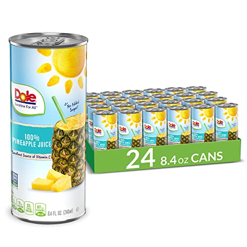 Dole 100% Pineapple Juice: A Nutritious 8.4 Fl Oz Pack of 24 with Added Vitamin C