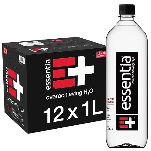 Essentia Water Bottled: 1 Liter, 12-Pack, Ionized Alkaline Water with 99.9% Purity, Electrolytes, and pH of 9.5 or Higher - A Clean, Smooth-Tasting Choice for Hydration