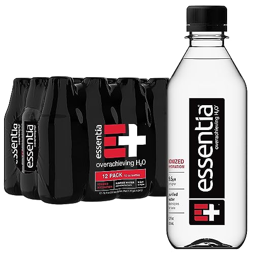 Essentia Water: High-Quality Ionized Alkaline Bottled Water, 99.9% Pure, 9.5 pH or Higher, BPA and Phthalate-Free, 12 Fl Oz (Pack of 12)