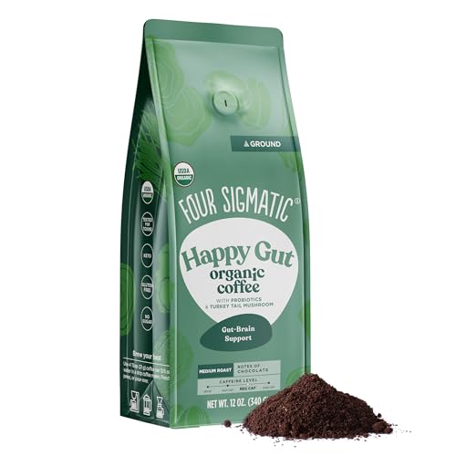 Four Sigmatic Organic Ground Coffee: Immune-Boosting Mushroom Coffee for Gut Health - 12oz Bag