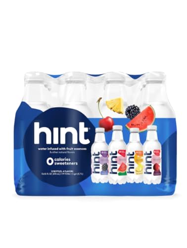 Hint Water Best Sellers Pack: 12-Pack, 16oz Bottles, Watermelon, Blackberry, Cherry, Pineapple; Zero Calories, Zero Sugar, Zero Sweeteners