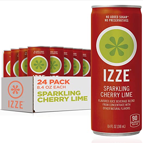 IZZE Sparkling Juice: Cherry Lime Flavor, No Added Sugars or Preservatives, Non-GMO - 8.4 Fl Oz Can (Pack of 24)