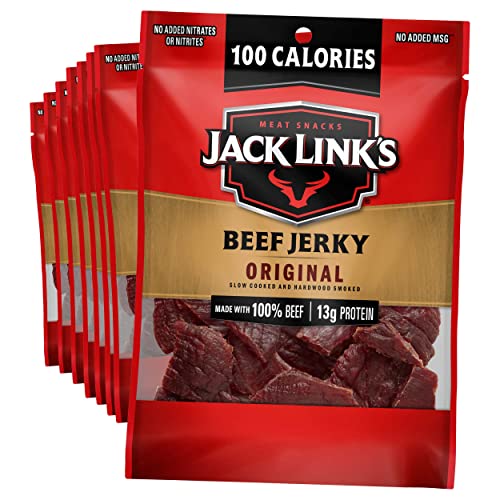 Jack Link’s Beef Jerky, Original - A Protein-packed, Flavorful Lunch Snack with 13g Protein and 100 Calories - No Added MSG** or Nitrates/Nitrites - 1.25 oz (Pack of 10)