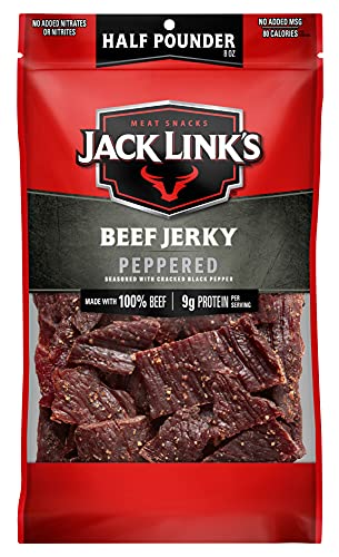 Jack Link’s Beef Jerky: Flavorful 1/2 Pounder Bag with 9g Protein, 80 Calories - Made with Premium Beef, 96% Fat Free, No MSG or Nitrates/Nitrites