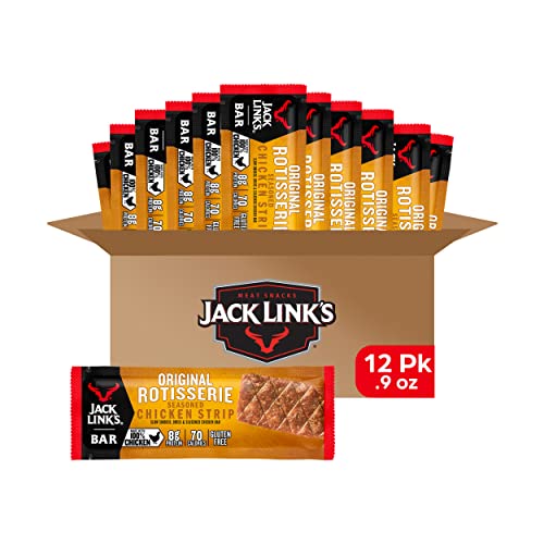 Jack Link’s Meat Bars: Rotisserie Chicken, 12 Count - High Protein & Low Calorie Snack, Premium Chicken, No MSG - Keto Friendly & Gluten Free