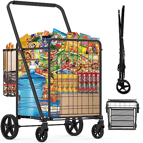 Jumbo Shopping Cart for Groceries: Ultimate Guide to the Best 30.7 Gallons Folding Cart with Waterproof Bag, 360° Swivel Wheels, and Double Basket - Hold Up to 440 LBS!