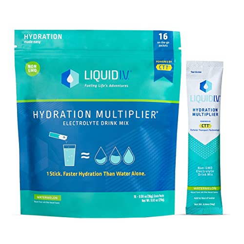 Liquid I.V. Hydration Multiplier Watermelon: Electrolyte Drink Mix for Optimal Hydration | Non-GMO | 16 Sticks