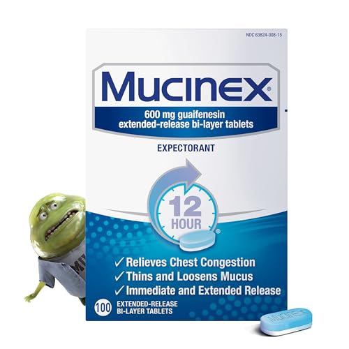 Mucinex 12 Hour 600mg Maximum Strength Guaifenesin Tablets: Effective Chest Congestion & Mucus Relief for Adults - Dr Recommended & Affordable