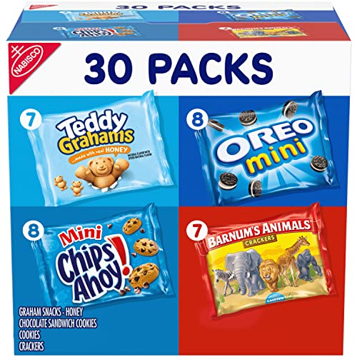 Nabisco Team Favorites Variety Pack: OREO Mini, CHIPS AHOY! Mini, Teddy Grahams Honey, and Barnum’s Animal Crackers - 30 Snack Packs at the Best Price!