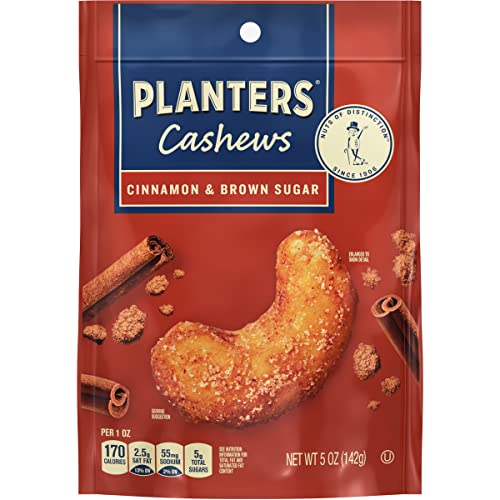 PLANTERS Cashews Cinnamon & Brown Sugar: Tasty Party Snack in a 5 Oz Bag