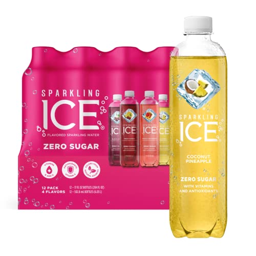 Sparkling ICE Black Cherry, Peach Nectarine, Coconut Pineapple, Pink Grapefruit Variety Pack - 12 Pack, 17 Fl Oz Each