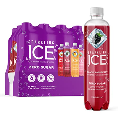 Sparkling Ice Purple Variety Pack: Zero Sugar Flavored Water with Vitamins and Antioxidants - 12 Count (Black Raspberry, Cherry Limeade, Orange Mango, Kiwi Strawberry)