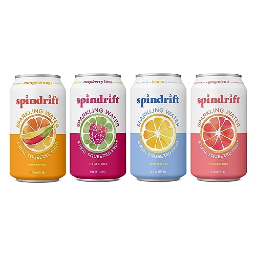 Spindrift Sparkling Water: 4 Flavor Variety Pack with Real Squeezed Fruit – 20 Pack, 12 Fl Oz Each