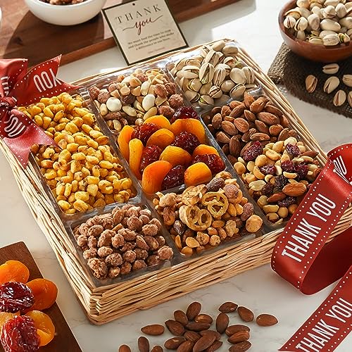 The Best Gourmet Healthy Gift Basket: Broadway Basketeers Thank You Fruit and Nuts for Corporate Holidays