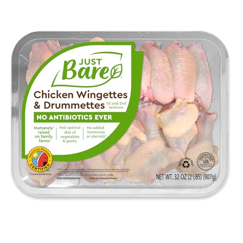 Top 10 Reasons to Choose Just Bare® All Natural Chicken Wingettes & Drumettes - Family Pack | No Antibiotics | Bone-In | 2.0 LB