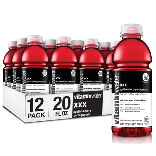 Top-rated Vitaminwater XXX: Electrolyte Enhanced Water with Vitamins, Açai-Blueberry-Pomegranate Drinks - 12 Pack, 20 fl oz