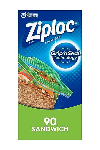 Ziploc Sandwich and Snack Bags: 90 Count for On-the-Go Freshness with Grip ’n Seal Technology